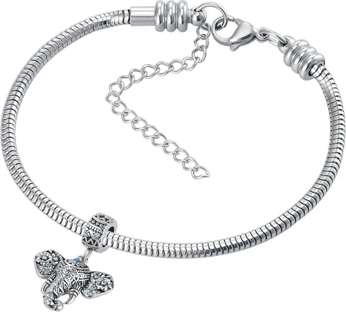 Miniatura 4 de QeenseKc Abalorio para pulseras europeas con diseño de elefante y mariposa diseño de oso de mamá