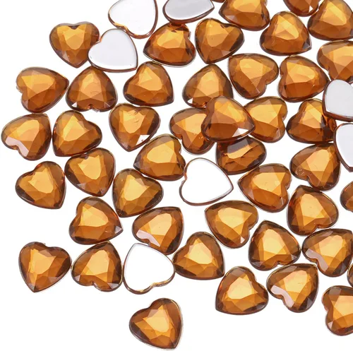 Miniatura 45 de MECCANIXITY 60 calcomanías acrílicas de diamantes de imitación de corazón de 0.315 in con parte trasera plana, gemas de plástico para manualidades