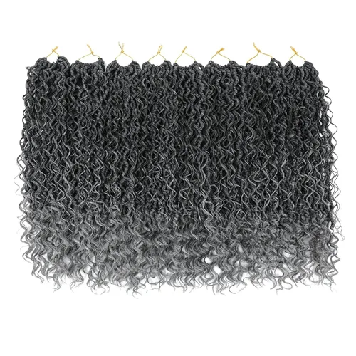 Miniatura 30 de 6 paquetes de cabello sintético rizado de Locs Crochet de 22 pulgadas, cabello de ganchillo estilo diosa, trenzas hippie sintéticas, extensiones