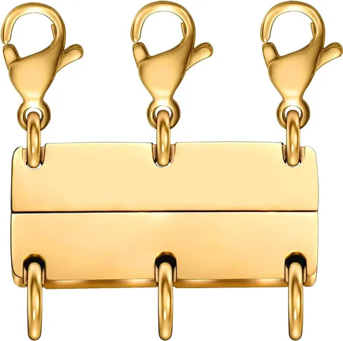 Miniatura 7 de Clysoru Collar con cierres y cierres para mujer, oro y plata, múltiples para separador en capas, cuentas extensoras de cadena, collares y pulseras