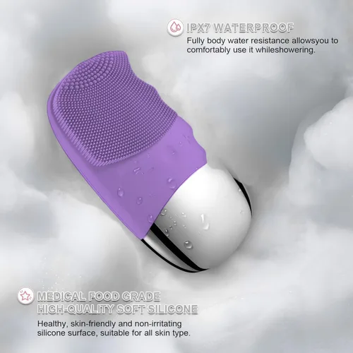 Miniatura 6 de MEGAN Cepillo de limpieza facial, limpiador facial de silicona eléctrico recargable por USB, masajeador facial sónico impermeable IPX7, cepillo