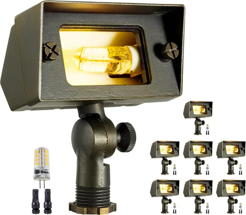 Miniatura 9 de Gardenreet Luz de Inundación de Bajo Voltaje para Exteriores - Luz LED de Lavado de Pared de Latón Sólido 12V, Paisajística de Cableado Fijo