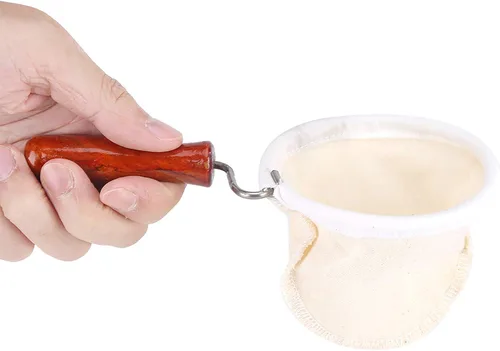 Miniatura 2 de Coladores de filtro de café de tela, calcetín de café, reutilizable, lavable, tela de franela hecha a mano, colador de gotero de café con mango
