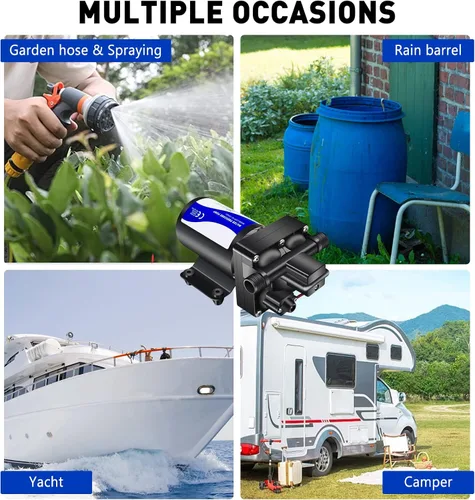 Miniatura 3 de Bomba de agua dulce RV de 12 V CC, bomba de diafragma de alta presión de 70 PSI, bomba de agua autocebante silenciosa bajo demanda con interruptor