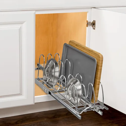 Miniatura 6 de LYNK PROFESSIONAL® Organizador de tapas extraíbles para ollas y sartenes debajo del gabinete, organizador de hojas de galletas para gabinete, cajón