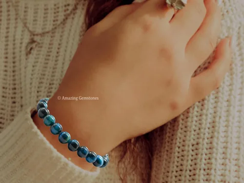Miniatura 263 de Amazing Gemstone Pulsera de cristal para mujeres y hombres, pulsera de cristal curativo de protección, pulsera elástica con cuentas de piedras