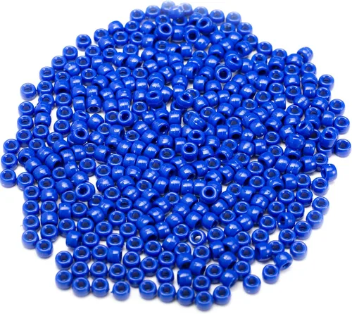 Miniatura 4 de 1000 piezas de cuentas de pony acrílicas de un solo color de 6 x 9 mm a granel para hacer joyas, aretes, trenzado de cabello Azul Oscuro