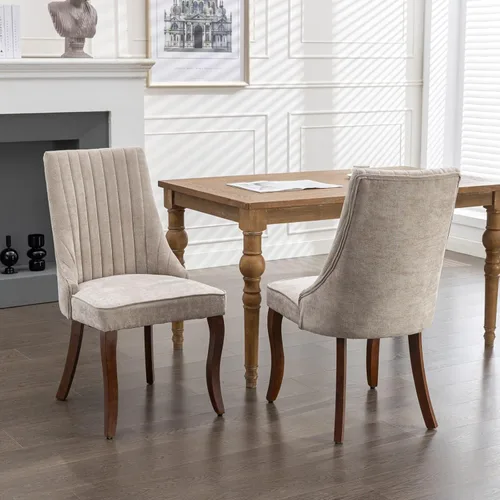 Miniatura 4 de Juego de 2 sillas de comedor, cómodas sillas decorativas tapizadas en tela para cocina y sala de estar, sillas de comedor con acolchado acanalado