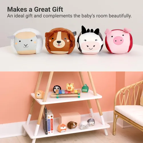 Miniatura 3 de Little Big Friends Roly Poly Balls Juguete sensorial de sonajero para bebé, juego de 4 Tema Granja