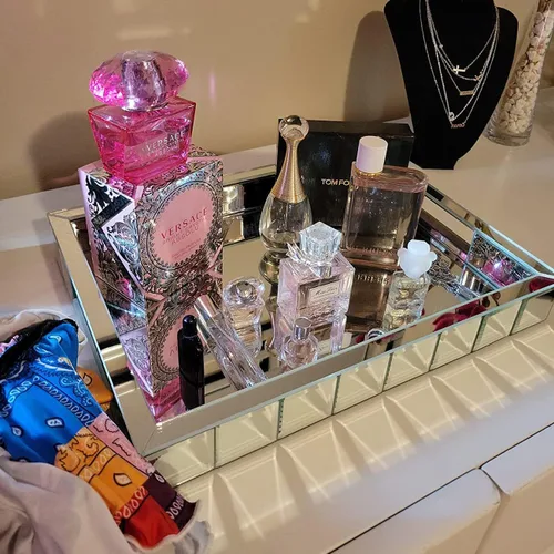 Miniatura 3 de Wocred Bandeja de perfume, bandeja de tocador súper hermosa con asas, organizador de joyas, bandeja decorativa para tocador, mesa de café, otomana