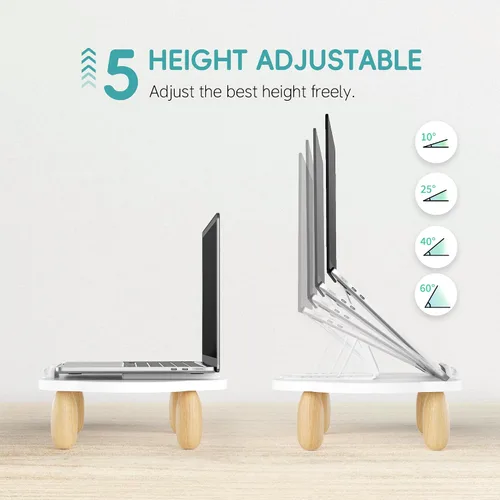 Miniatura 3 de AFOOYO - Soporte ajustable de madera para laptop, soporte de computadora ergonómico con ángulos de altura, soporte elevador en forma de nube