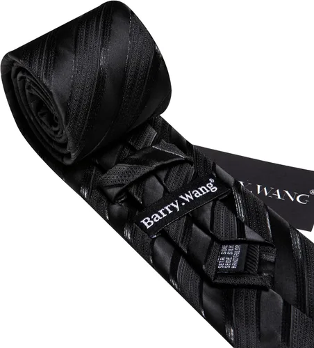 Miniatura 229 de Barry.Wang Juego de corbatas para hombre, corbata de seda a rayas, tejido a cuadros, gemelos formales, negocios, boda