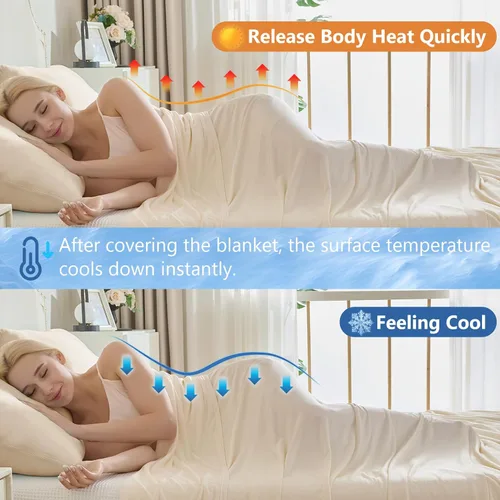 Miniatura 3 de CHOSHOME Manta refrescante para personas que duermen con calor – Manta de verano fina, suave, ligera, transpirable, doble cara mejorada para Beige