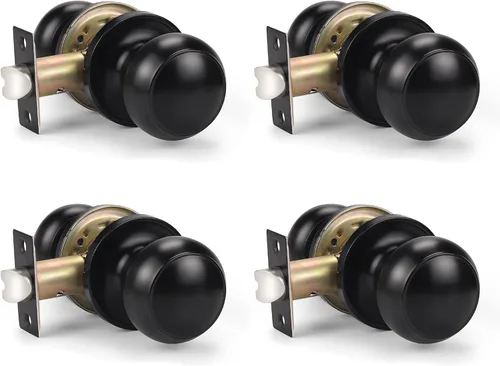 Miniatura 10 de Manija de puerta de acero macizo con diseño de bola antigua, para puerta de trastero, dormitorio, baño 609 Negro