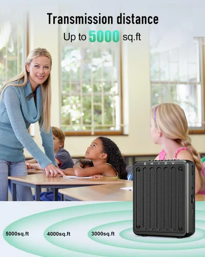 Miniatura 6 de SHIDU Amplificador de voz de 20 W, micrófono inalámbrico Lavalier, amplificador de voz Bluetooth para profesores, micrófono portátil con altavoz