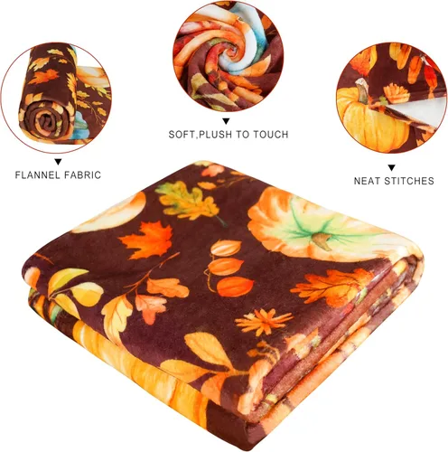 Miniatura 4 de Manta súper suave, acogedora y afelpada para sofá y silla, mantas de otoño y mantas de calabaza (50 x 60 pulgadas)
