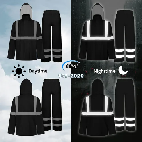 Miniatura 38 de TCCFCCT Chaqueta de lluvia de alta visibilidad para hombre, impermeable, abrigo de lluvia de alta visibilidad para hombres y mujeres con capucha