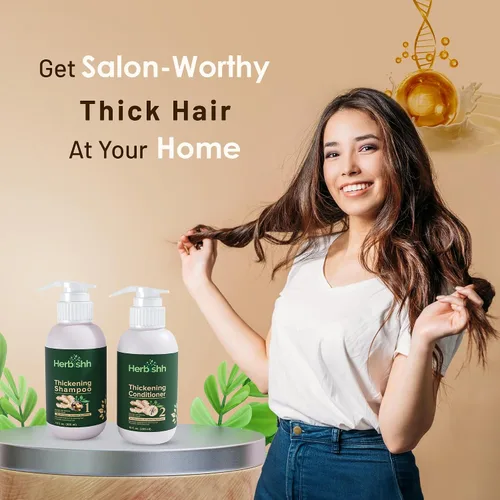 Miniatura 4 de Herbishh Champú espesante de extracto de jengibre y acondicionador para el engrosamiento del cabello, adecuado para todo tipo de cabello, sin