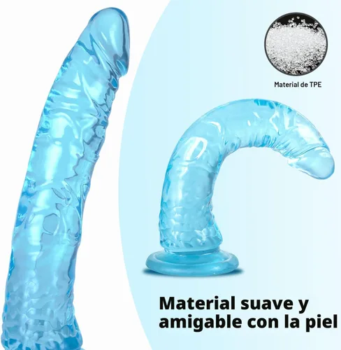 Miniatura 3 de Consolador realista de 9.4 pulgadas con ventosa para jugar con manos libres, pene grueso azul adecuado para mujeres/hombres/gay/parejas con pinchazo