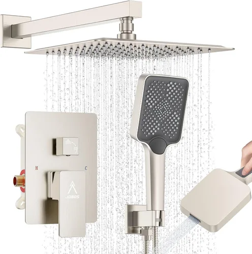 Miniatura 21 de Sistema de Ducha Moderno de Lluvia de Latón Juego de Grifería con Válvula y Desviador Mezclador de Ducha con Ducha de Mano de Alta Presión Regadera