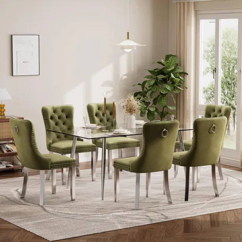 Miniatura 101 de Baysitone Juego de mesa de comedor de vidrio de 51 pulgadas para 4, juego de 5 piezas moderno de comedor, mesa de cocina rectangular de vidrio con 4