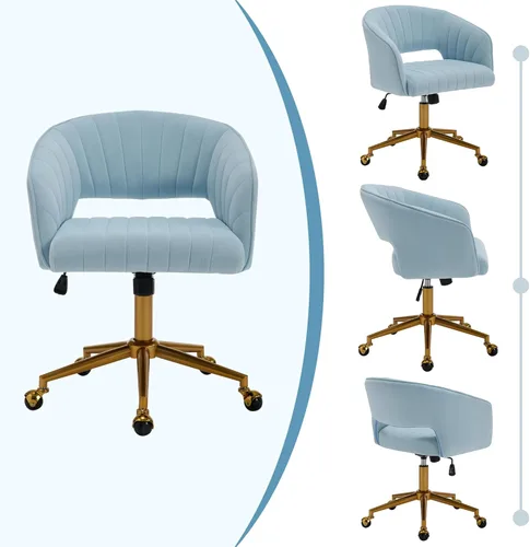 Miniatura 9 de Westice Sillas de Escritorio para Oficina en Casa, Silla Giratoria Moderna de Terciopelo, Silla de Tocador Giratoria de Altura Ajustable con Base