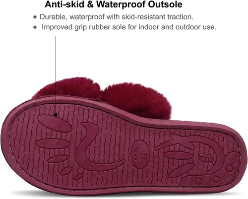 Miniatura 5 de JIASUQI - Pantuflas cruzadas mullidas y peludas con punta abierta para mujer, con acolchado de espuma viscoelástica