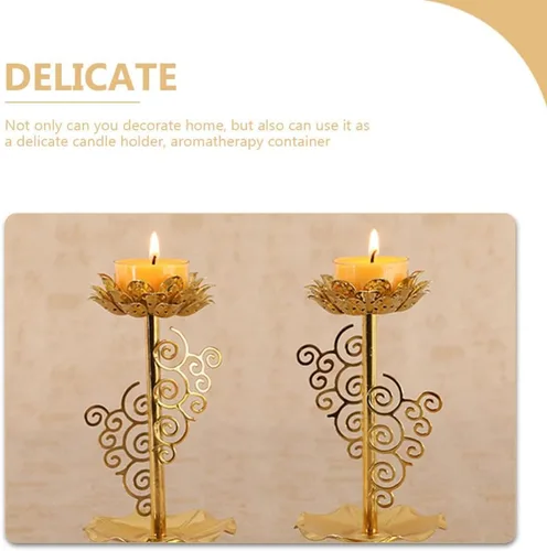 Miniatura 8 de 2 portavelas de loto de aleación, candelabros decorativos budistas para decoración tranquila del hogar, elegante base de vela para meditación