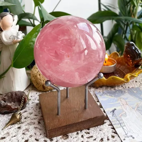 Miniatura 3 de Esfera de cristal rosa natural pulida de cuarzo rosa, de 5-6 cm / 1.97-2.36 pulgadas, bola de adivinación decorativa, esfera curativa, piedra