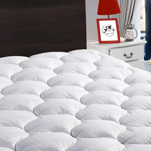 LEISURE TOWN Protector de colchón individual ajustable acolchado de algodón, cubierta de colchón refrescante suave, sobrecolchón tipo almohada con