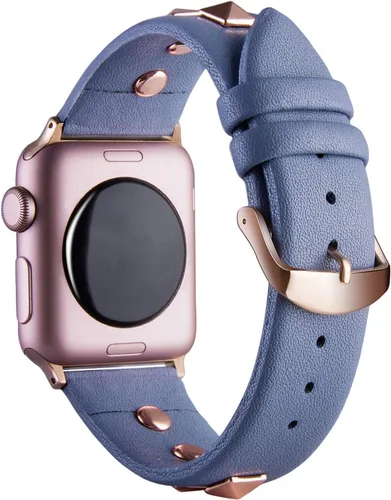 Miniatura 2 de Golden Rivets - Correas de cuero compatibles con Apple Watch Ultra SE Series 8 7 6 5 4 3 1.929 in 1.772 in 1.732 in 1.654 in 1.496 in 1.575 in 1.614