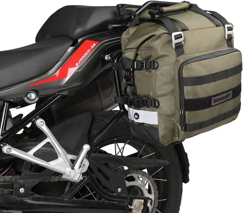 Miniatura 10 de Rhinowalk Alforja para motocicleta, 13 L, impermeable, bolsa de equipaje de liberación rápida para motocicleta de viaje (negro, 1 unidad)