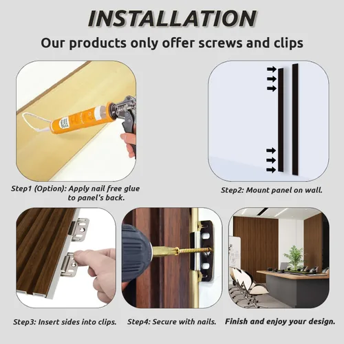 Miniatura 7 de Paneles de pared WPC, paquete de 16 paneles de pared 3D de 48 × 6 pulgadas para decoración de pared interior, paneles de pared de acento moderno