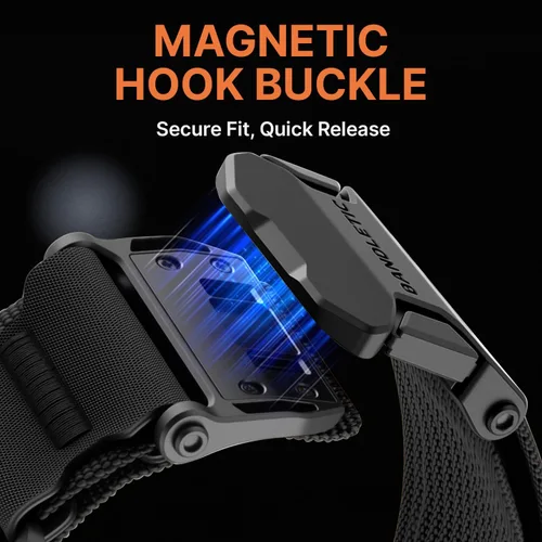 Miniatura 3 de Bandletic Bandas magnéticas compatibles con Apple Watch Ultra 3/Ultra Band de 1.732 pulgadas, correa de nailon transpirable con cierre magnético