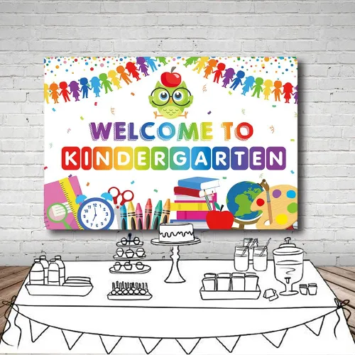 Miniatura 4 de MEHOFOND Fondo de bienvenida a jardín de infantes de 7 x 5 pies, banderas coloridas de búho para el regreso a clases, decoración de fiesta