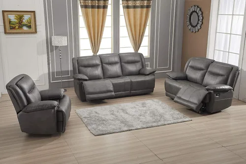 Miniatura 8 de Betsy Furniture Juego de sofá reclinable de cuero regenerado para sala de estar 8006 (marrón, silla planeadora)
