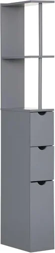Miniatura 10 de HOMCOM Armario de almacenamiento de baño de 54 pulgadas de alto, torre de lino independiente con estante de 2 niveles y cajones, organizador de piso