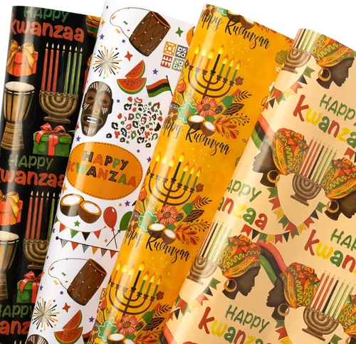 Miniatura 15 de WRAPAHOLIC Hoja de papel de regalo de Navidad, 12 hojas de diseño de árbol de Navidad rosa y casa, plegada plana con 12 etiquetas de regalo