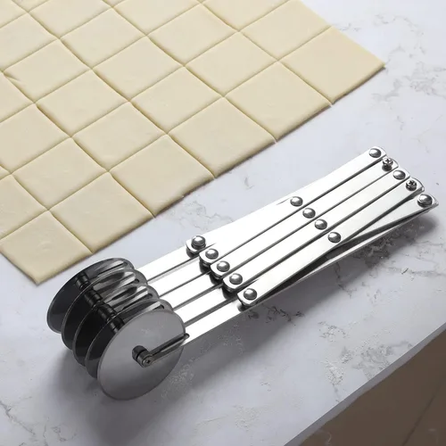 Miniatura 7 de Cortador de pastelería de acero inoxidable de 5 ruedas, rodillo de pasta expandible para fideos, pizza, corteza de pastel, divisor de galletas