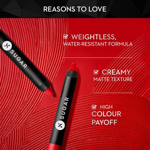Miniatura 2 de SUGAR Cosmetics Lápices Labiales Crayon Matte as Hell para Mujeres Dura Hasta 8+ Horas Lápiz Labial con Sacapuntas - 2.8 g (Paquete de 1) 36 36