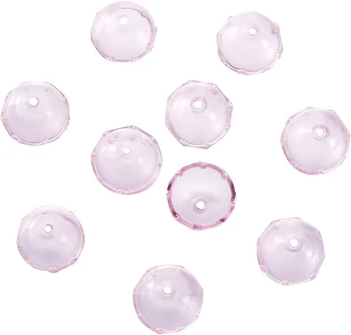 Miniatura 41 de FASHEWELRY 10 piezas Tapas de Flores de Vidrio Hechas a Mano Cuentas Florales de Cristal Transparentes en Forma de Trompeta Espaciadores de Flores a