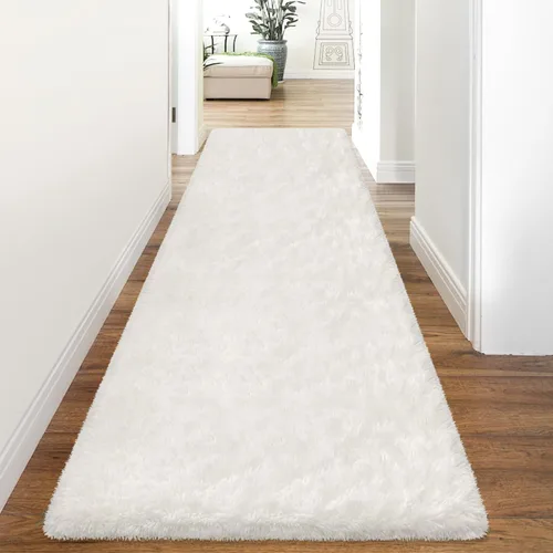 Miniatura 55 de Alfombras de pasillo beige de 2 x 6 pies para dormitorio, sala de estar, alfombra de felpa suave y esponjosa, alfombra de pasillo para pasillos