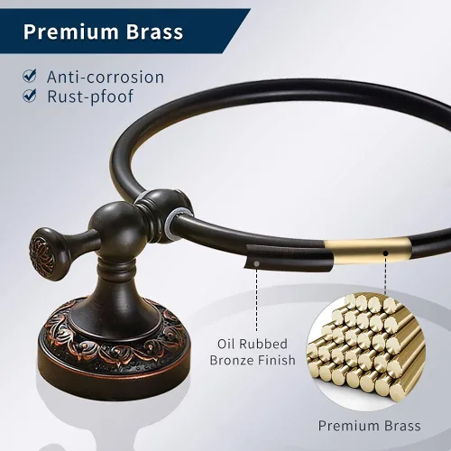 Miniatura 6 de WINCASE Juego de accesorios de bronce para baño, juego de accesorios aceitados con barra de toalla ajustable, 4 piezas de soporte de papel higiénico