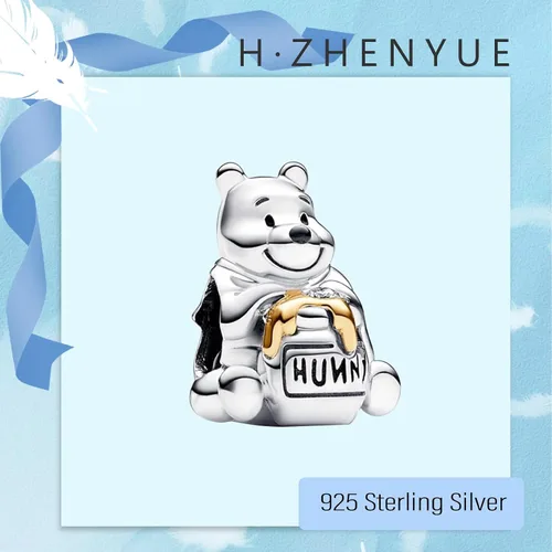 Miniatura 94 de Dijes de plata de ley 925 de dibujos animados de pato, ratón, oso, elefante, dragón chino, cuentas colgantes para pulseras y collares, joyería
