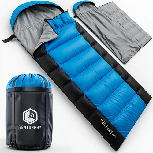 VENTURE 4TH Saco de dormir para mochileros – XXL, tamaños dobles e individuales – Saco de dormir ligero para clima cálido y frío para adultos, niños