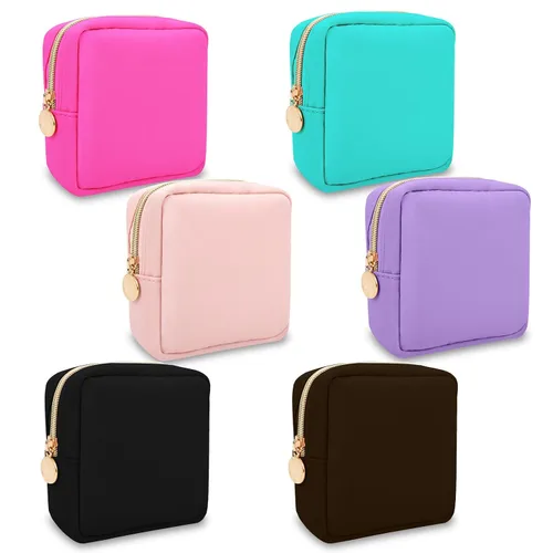 Miniatura 88 de Estuche pequeño para lápices y maquillaje para bolso, lindo estuche de lápices, bolsa de pinceles de maquillaje de nylon con cremallera, estuche