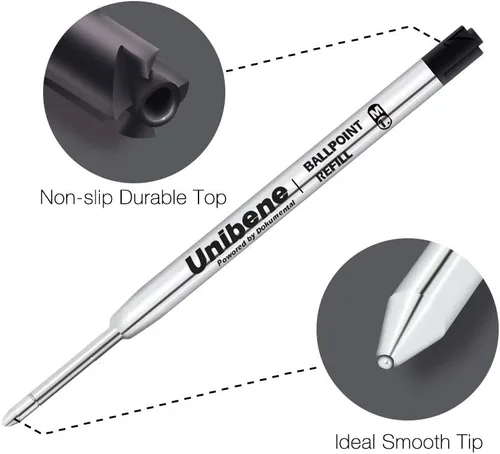Miniatura 2 de Unibene Parker - Paquete de 12 repuestos compatibles con bolígrafo, punta media de 0.039 pulgadas, 6 negros y 6 azules, tinta alemana reemplazable