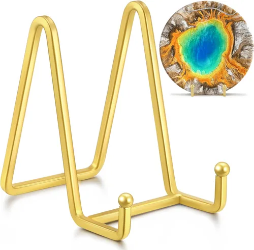 IPAME Soportes cuadrados de metal para exhibir, soporte de 4.5 pulgadas + caballete para portarretratos para libros, placa decorativa, placa, foto,