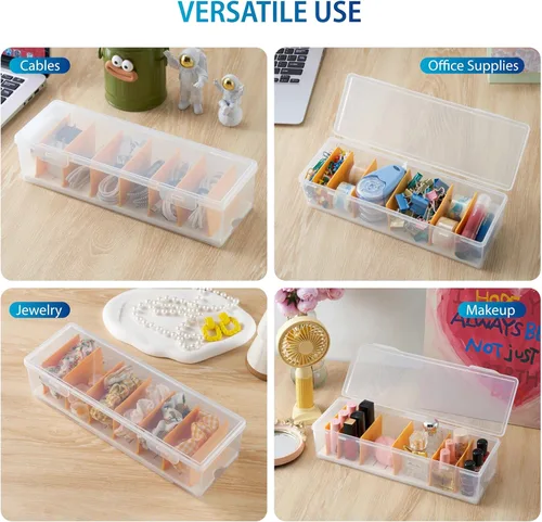 Miniatura 6 de Caja organizadora de cables con 8 bridas para cables, organizador de cargador de teléfono transparente, organizador de cables para cables, caja