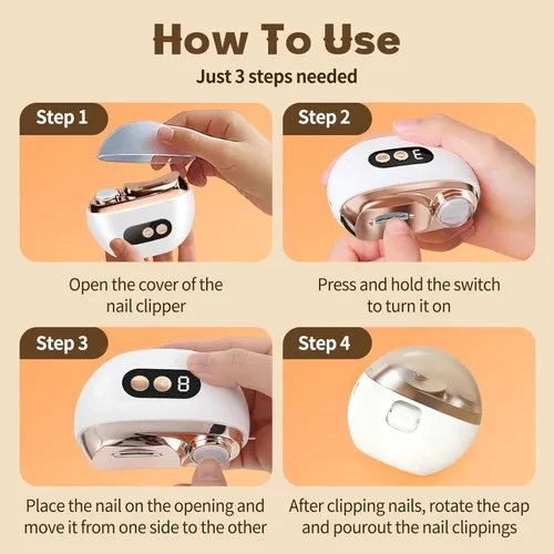 Miniatura 7 de Cortaúñas eléctrico, 3 en 1, cortaúñas eléctrico mejorado para personas mayores con 3 niveles de velocidad, cortaúñas automático de pulido con luz